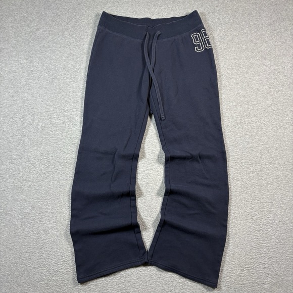 Hollister Pants - Hollister Sweatpants Womens Small Short Navy Blue Flare Leg Low Rise Y2K
